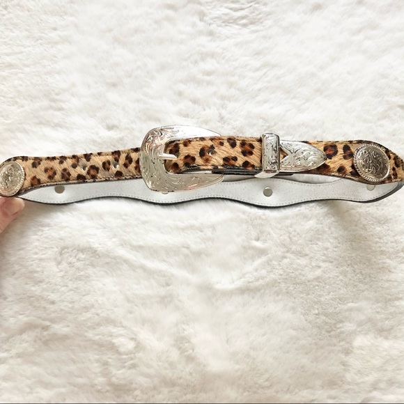 NADIM Leather Cheetah Print Calf Hair Western Belt Trendy Rodeo Chic - Picture 10 of 10